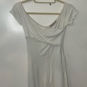Foreign Exchange White Asymmetrical Ruched Dress